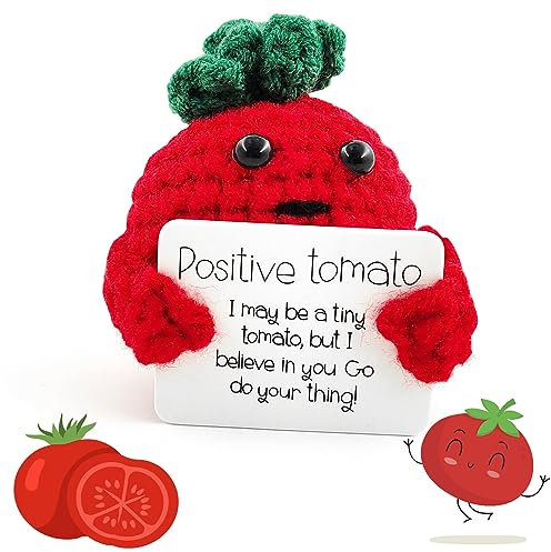 Meanju Positive Tomate Pocket Hug Geschenk,Kreative Strickwolle Tomate Puppe,Kreative Plush Plushie,Mutmacher Geschenk,Mutmacher Kartoffel Pocket Hug Geburtstagsgeschenk