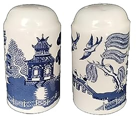 Blue Willow Salt & Pepper Shakers Pots Mills Ceramic Tableware Antique Oriental