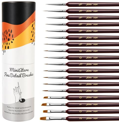Golden Maple Detail Paint Brush Set, 18 PCS Professional Miniature Painting Kit Fine Detail Brushes for Acrylics, Oils, Watercolors & Paint by Number, Figurine