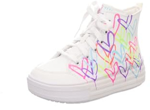 Skechers Hyperlift-Stiefel für Mädchen, Weißes Synthetik-Multi-Besatz, 13 UK Child