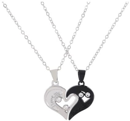 QKEPCY Magnetische Herzform Anhänger Halskette Puzzle Paar Schmuck Edelstahl Kette Kristall Verzierung Damenschmuck