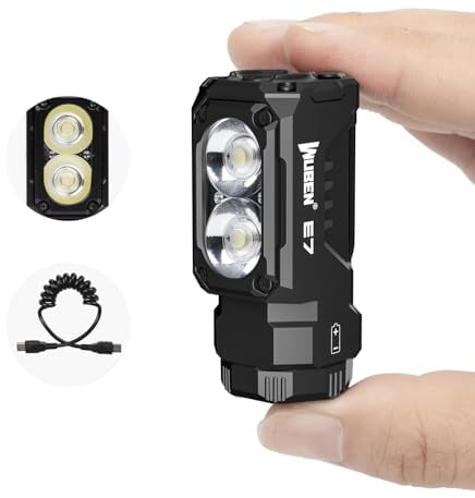WUBEN E7 EDC Taschenlampe, 1800 wiederaufladbare Lumen, Mini-Torch, superhelle kleine Taschenlampe, 6 Modi, IP68 integriertes wasserdichtes Handblitzlicht für Notfälle, Camping