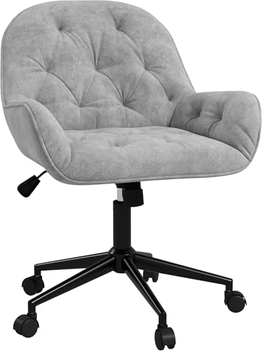 Vinsetto Bürostuhl Drehstuhl Bürosessel höhenverstellbarer Chefsessel Stuhl Schreibtischstuhl Sessel Büro samtartiges Polyester Hellgrau 60 x 61 x 81-91 cm