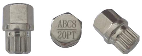 M&S Security Master - Bullone antifurto per ruota di bloccaggio auto, chiave di ricambio per VW Volkswagen ABC 8/20 20 per Caddy Golf Jetta Passat Polo Tiguan Touran TransporterSpline