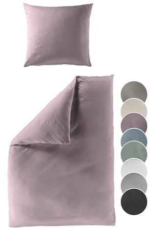 liebling Satin Bettwäsche Flieder, 1 x Bettbezug 155 x 220 cm + 1 x Kissenbezug 40 x 80, Bettzeug aus 100% seidig weicher Baumwolle, 60 Grad, Ökotex Made in Green