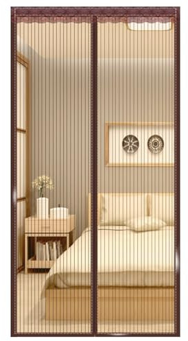 Aisprts Zanzariera Magnetica per Porta 120x220cm Protezione Dagli Insetti Facile Installazione Adesiva Senza Forare per Porte di Balconi, Cantine e Patio, Strisce Marrone