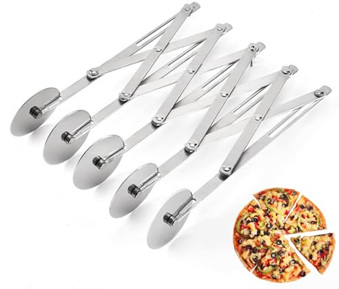 Coupe-pâte à 5 roues, trancheuse à pizza en acier inoxydable, coupe-pâte extensible, couteau à pâtisserie multi-ronds, rouleau de coupe-pâtisserie, coupe-biscuits, raviolis, diviseur de roue