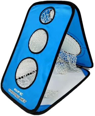 Rife By American Golf Chipping Net – Indoor/Outdoor Portable Practice Net with Target Holes & Carry Bag, Lightweight Short Game & Wedge Training Aid – Blue