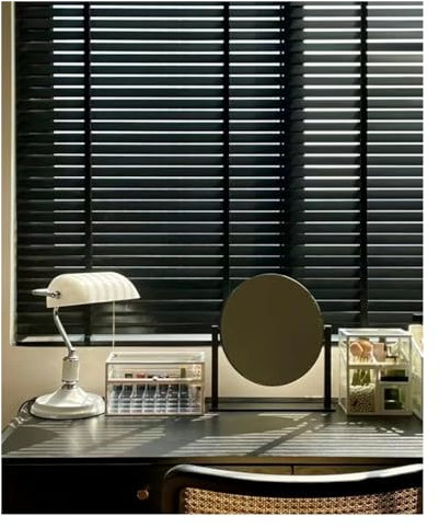 Black Wood Venetian Blinds 100cm 120cm 140cm 150cm 160cm 170cm Wide 180cm 190cm 200cm Width, Extra Large Windows Horizontal Blinds with 50mm Slats & Fittings for Home/Bedroom/Kitchen(Size:200x240cm(78