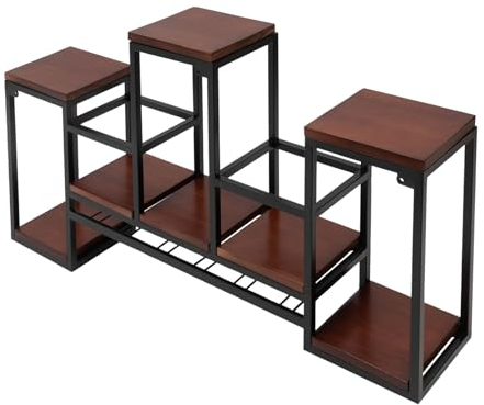 FUROMG Étagère à vin murale en bois vintage - Porte-bouteilles - Avec support en verre - Étagère de rangement murale - Noir