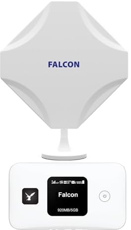 Falcon EVO LTE Router Mobile 5G, Mobiles Breitband-Internet-System, 5G-fähige MiMo highspeed Internet Antenne für Wohnmobile und Wohnwagen mit 300Mbit/s mobilem CAT6 WLAN Router tragbares WLAN