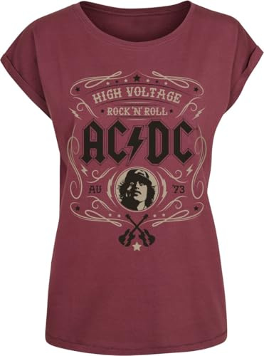 AC/DC High Voltage - Rock 'N' Roll Frauen T-Shirt Burgund Band-Merch, Bands