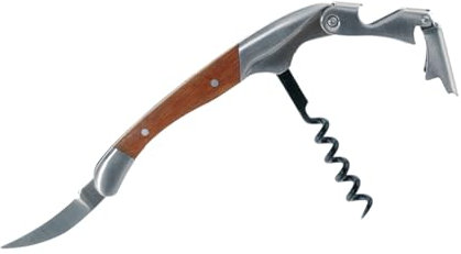 Coltello da cameriere cavatappi Laguiole - coltello da sommelier di qualità superiore con tagliacapsule e apribottiglie - manico in legno di bambù - acciaio inossidabile - apribottiglie per profession
