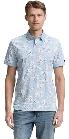 TOM TAILOR Herren Poloshirt mit Palmen-Print