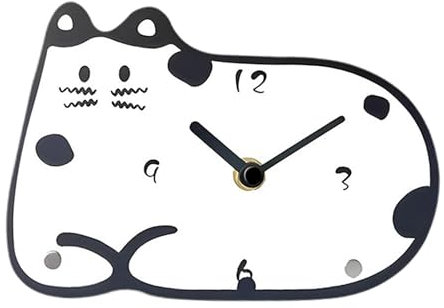 Colcolo Katzen-Tischuhr, Acryl-Uhr, Dekoration, kreatives Design, leises Uhrwerk, Desktop-Uhr für Esszimmer, Büro, Wohnzimmer, Zuhause