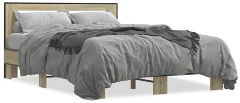 Xichuzi Bettgestell Sonoma-Eiche 120x200 cm Holzwerkstoff und Metall, Bett, Jugendbett, Schlafzimmer Bett, Bed Frame - 3280108
