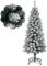 COSTWAY künstlicher Weihnachtsbaum Bleistift, 120 cm Tannenbaum mit Schnee, Christbaum mit 240 Zweigspitzen & klappbarem Metallständer, schlanker Kunstbaum Weihnachten für Zuhause, Büro (Grün)