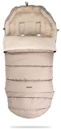 my junior® ThermoWool 3in1 Fußsack 100% Schurwolle, reflektierend, wasserabweisend (Naptime Latte)