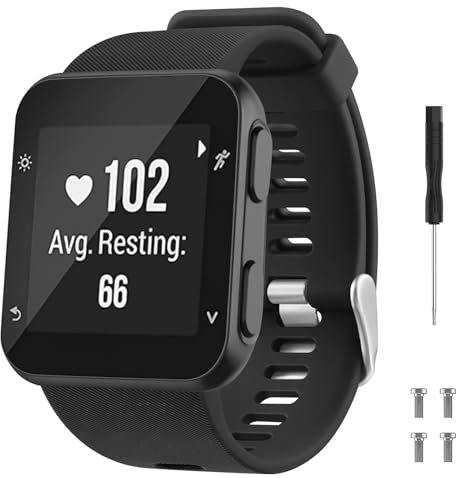 Cinturino compatibile con Garmin Forerunner 35, cinturino di ricambio in morbido silicone per smartwatch Garmin Forerunner 35 (nero)