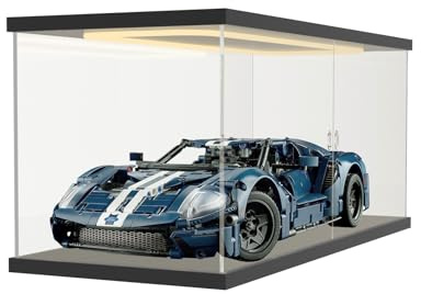 Nynelly Acryl-Vitrine für Sammlerstücke mit LED-Licht, transparente Box für das Display Lego 60445 F1 Truck-Set, Lego 60444 42154 42210, Jazz Quartett 21334, staubdichte Vitrine, 50 x 20 x 20 cm