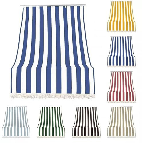 GX GARGIX Tenda da Sole a Strisce con Anelli, per Balcone, Veranda e Giardino, con Frange, Resistente, Vari Colori e Misure (Tv/Blu, 150x250Cm)