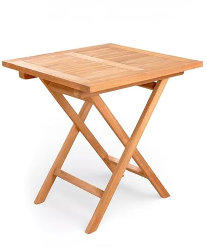 Home4You Gartentisch - 70 x 70 cm - Braun - Teakholz massiv - klappbar