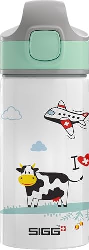 SIGG - Alu Trinkflasche Kinder - I love Switzerland - Mit Trinkhalm - Auslaufsicher - Federleicht - BPA-frei - Climatepartner zertifiziert - Schule & Sport - I love Switzerland - 0,4L
