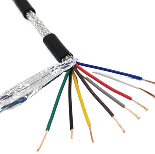 Alambre Eléctrico Twin y Cable de Tierra, Cable de señal UL2464 de 26 AWG, 5 metros, cable de control de cobre puro de 24 AWG, cable blindado de 22 AWG, de 2 a 8(8 Core 22AWG 5Meter)