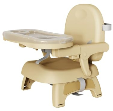 Baby-Sitzerhöhung, tragbare Hochstühle, faltbarer Baby-Campingstuhl mit Tablett, verstellbarer Sit Me Up Fütterungsstuhl für Reisen, Essen (Gelb, 39,3 x 38,3 cm)