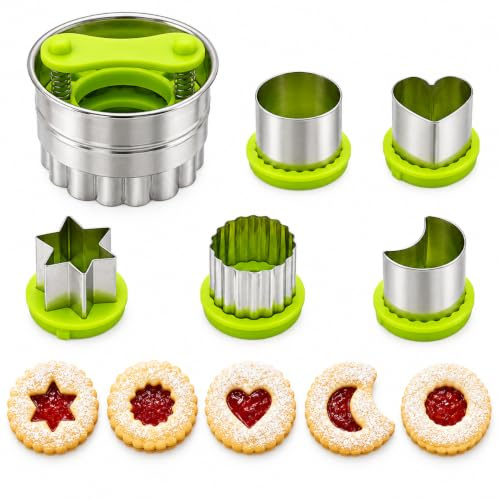 JasCherry Linzer Ausstechformen für Gemüse, Obst, Edelstahl, hohle Soße, Marmelade, gefüllte Torteform, Weihnachtswerkzeug, Kuchen, Mousse, Donuts, Fondant und Obst, 6 Stück