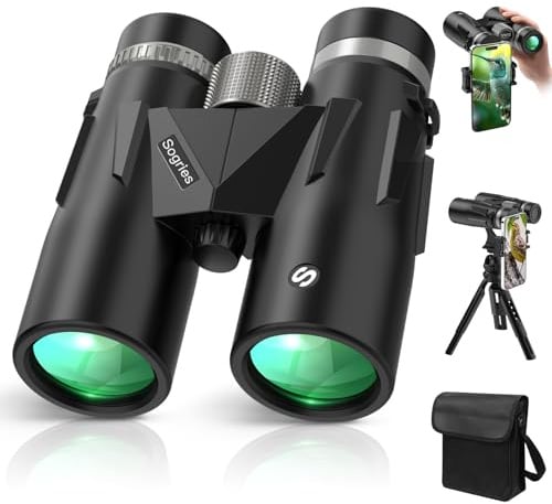 Prismáticos 12x42 Profesionales – Binoculares Pequeños y Potentes, BAK-4 FMC Alta Definición, con Adaptador para Móvil y Trípode, Impermeables y Antiniebla para Observación de Aves y Senderismo