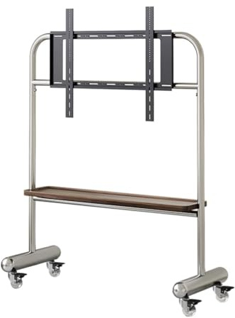 PP-Vic Chevalet d'art Roulant pour Écran LCD LED 32-75 Pouces, Support D'affichage Mobile pour Studio TV, Support D'accessoires en Acier Inoxydable avec Plateau De Rangement,Silver+1 Layer