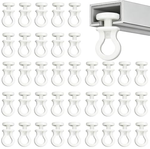 TILONKJ Curtain Gliders,120 Pcs Heavy Duty Curtain Track Gliders Rail Hooks | White Plastic Curtain Hooks for Pencil Pleat, Net, Shower Curtains Durable Curtains Runners and Sliders Accessories