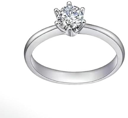 Wycian Hochzeitsringe Teuer Diamond Ring For Women 18 Karat Weißgold 6-Zinken-Diamant 0,4 CT Größe 45 (14.3) Massiv, Nicht Plattiert Aktualisierung 3.0 für Tante Cocktail Schmuck