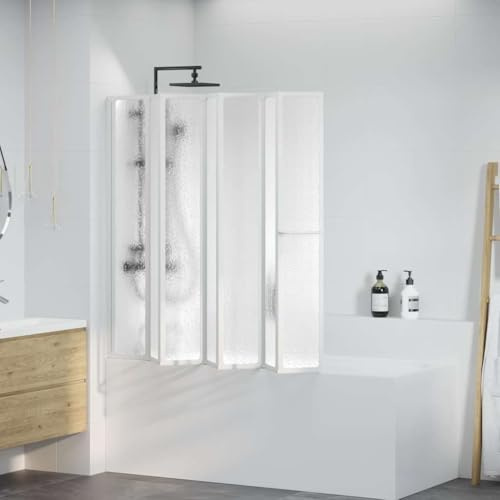 Pare Baignoire, Paroi de Douche Paroi de Baignoire à 7 volets avec porte-serviettes 140 x 168 cm
