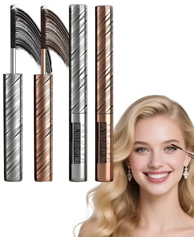 Iron Eye Mascara Schwarz Braun, 5D Extra Curling Verlängernde Mascara mit Metallbürste, Langlebig Wasserfest Wischfest, Washable Tubing Wimperntusche für Volumen und Länge die Wimpern, Hypoallergen