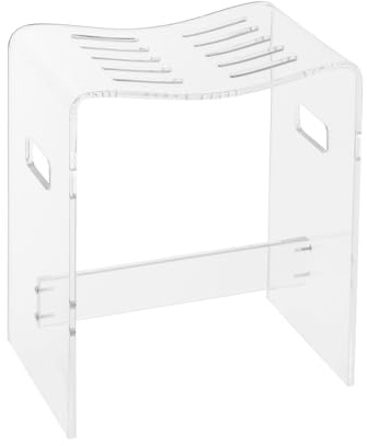 Tabouret de douche, en acrylique transparent, antidérapant, étanche, pour salle de bain et douche, supporte jusqu'à 80 kg, pour adultes et personnes âgées, hauteur 43 cm, clair