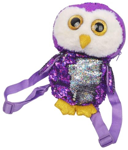 Hemobllo Rucksack mit Verstellbaren Trägern Eulen Pailletten für Kinder Bequemer Tagesrucksack und Leichtem Design für Kurze Reisen und Freizeit