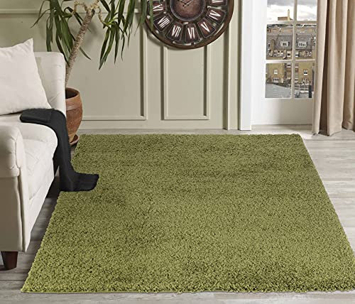 Serdim Rugs Living Room Shaggy Area Rugs, Polypropylene, Green, 80x150cm(2'6x5'0)