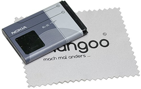 Batterie pour d'origine Nokia BL-5C pour Nokia Asha 205, Asha 205 DS, Asha 230, Asha 230 DS, C1-00, C1-01, C2-00, C2-01 C2-03, C2-06 avec Chiffon de Nettoyage mungoo