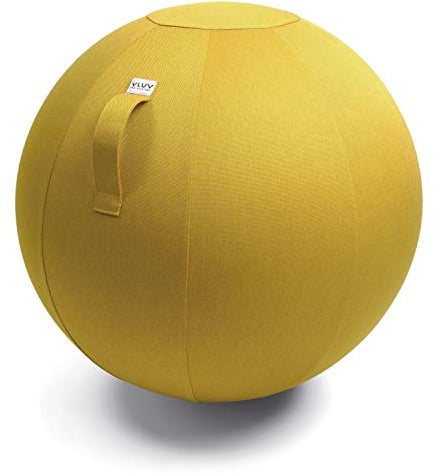 VLUV® BOL LEIV Sitzball Büro Ergonomisch [Atmungsaktiv mit Tragegriff und Wegrollschutz] Waschbarer Stoffbezug | Schwangerschaftsball| Gymnastikball Schwangerschaft Sitzball 65cm