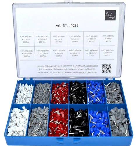 Vogt Verbindungstechnik 4025 Wire End Bushes Assortment 0.50 mm² 4 mm² White, Grey, Red, Black, Blue