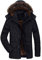 FTCayanz Manteau Homme Hiver Parka Chaud Fourrure Casual Outdoor Blouson Amovible Capuche Noir S