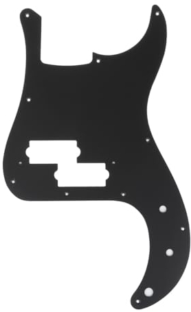 Musiclily Pro 10 Löcher P Bass Pickguard P-Style Bässe Schlagbrett für MIJ Fender Japan 4-Saiter Precision Bass,1 lagig Mattschwarz