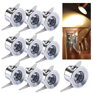 Audor Einbaustrahler LED 10er Set, 1W LED Deckenstrahler Schwenkbar COB Deckenspots Einbauleuchte Aluminium Spots LED Set Warmweiß für Weinschrank/Schrank/Küche/Wohnzimmer-Weiß [Energieklasse A+++]