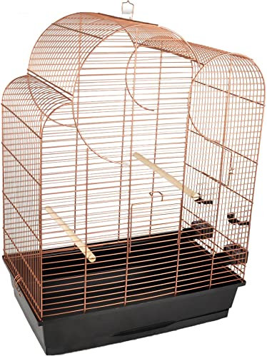 Flamingo Vogelkäfig – Voliere Vögel – Wammer 1 Kupfer/Schwarz – 54×34×75 cm – 2 Sitzstangen & 2 Näpfe, 2 Klapptüren, Kunststoff-Schublade, EU-Herstellung