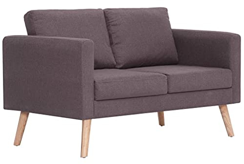 vidaXL Sofa 2-Sitzer mit Rückenkissen Sitzkissen Zweisitzer Polstersofa Loungesofa Lounge Stoffsofa Sitzmöbel Wohnzimmer Stoff Holzrahmen Taupe