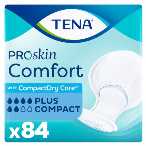 TENA ProSkin Comfort Incontinence Pads, Plus Compact, 2 Packs (84 Count)
