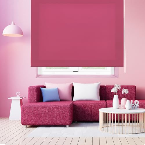 Blindecor Ara | Tenda a rullo traslucida tinta unita - Fucsia, 180 x 250 cm (Larghezza x Altezza) | Dimensioni del tessuto 177 x 245 cm | Tenda per interne