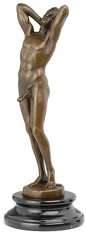 Moritz Design Bronze Statue nackter Mann Nude Male Mamorsockel 12 x 12 x 31,6 cm Skulptur Bronzestatue Bronzefigur Bronzeskulptur